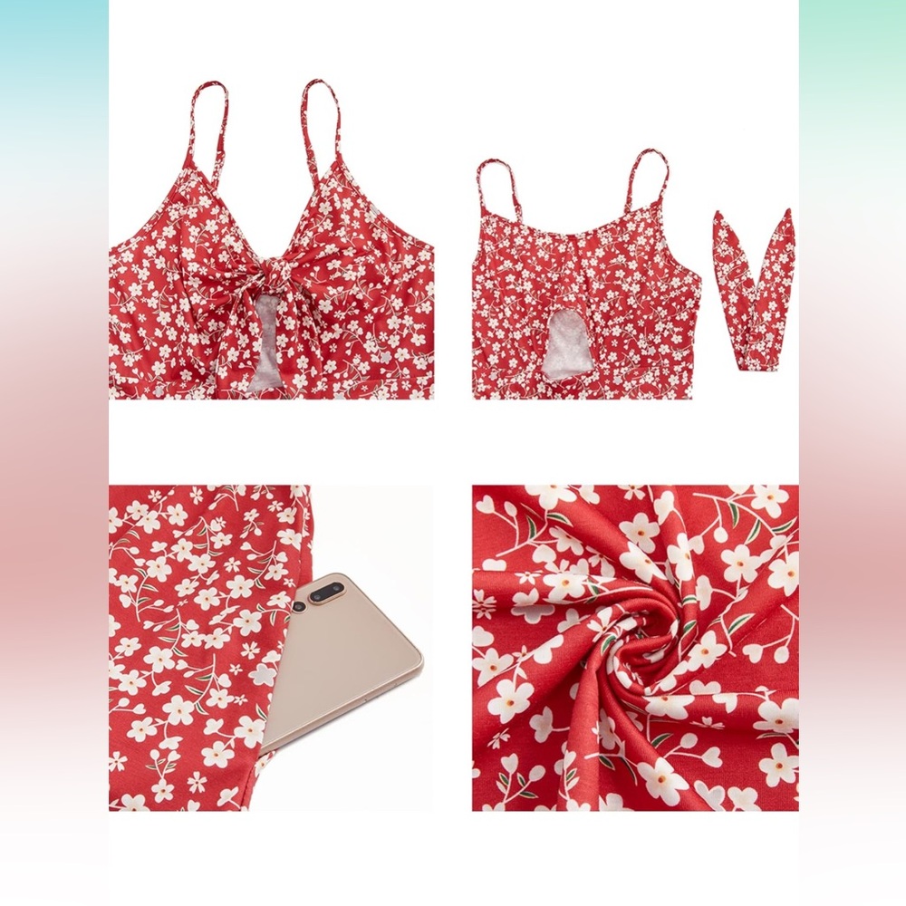 Red and White Spaghetti Strap Sundress - Picture 6 of 9